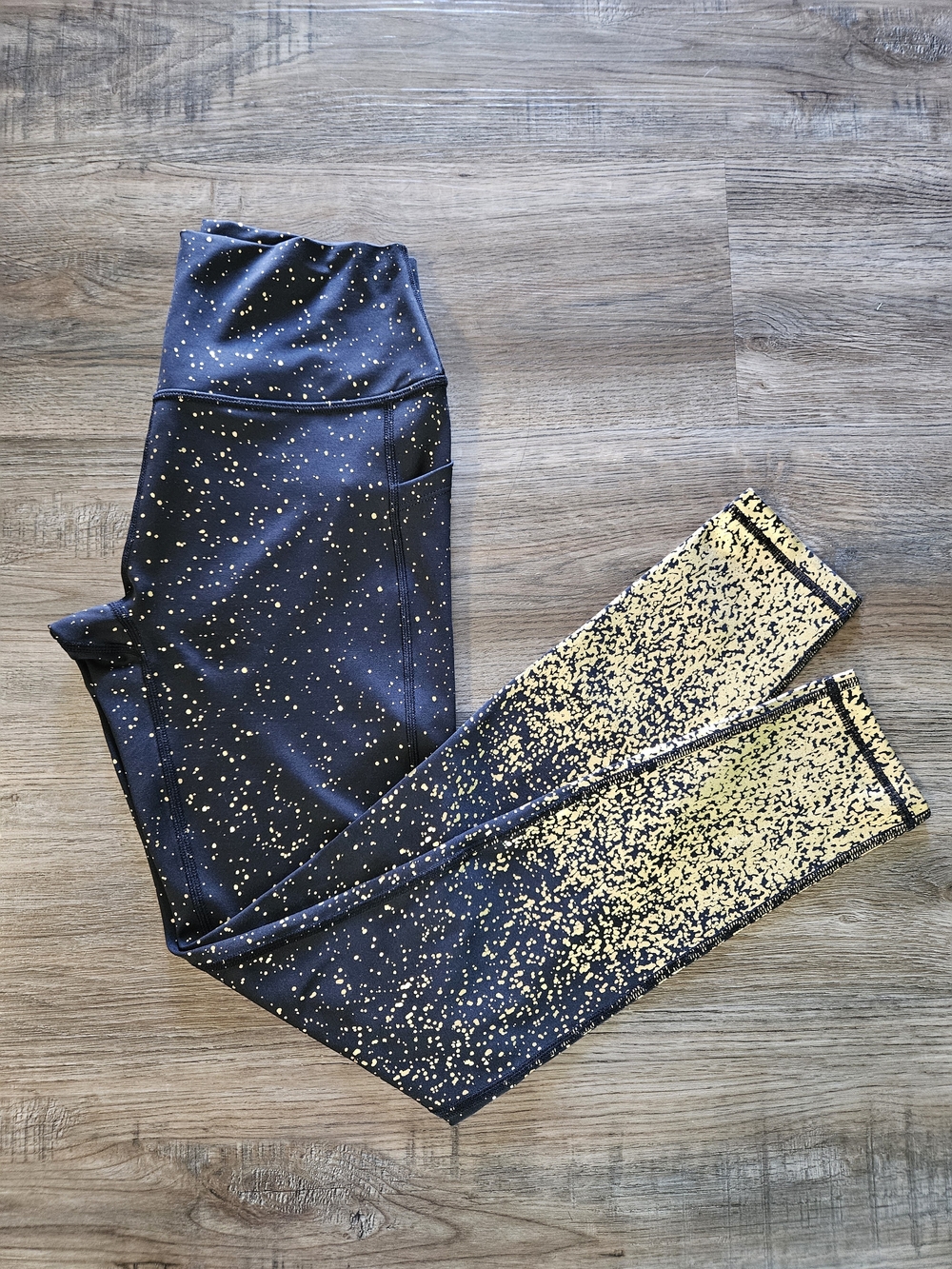 Curves N Combatboots Black & Gold‎ Speckle Leggings